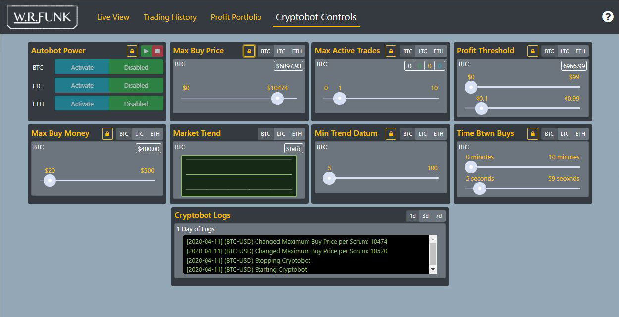 Newest Application - Cryptobot Interface